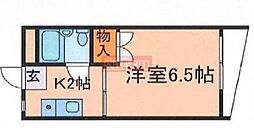 テラスカトレア 3階1Kの間取り