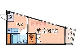 テラスカトレア 3階1Kの間取り