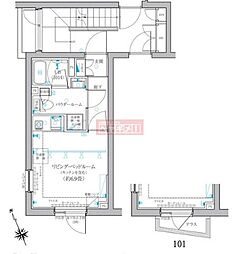 リヴァートシーズン参宮橋 4階ワンルームの間取り