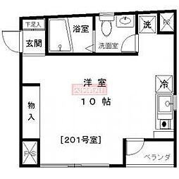 グランシャリオ 2階ワンルームの間取り