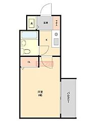 ウィンベルソロ梅ヶ丘 3階1Kの間取り