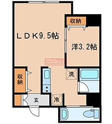 ツヴァイビル 6階1LDKの間取り