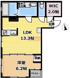 ミヤコウエスト 2階1LDKの間取り