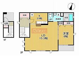 エチュード笹塚 2階1LDKの間取り