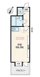 アルファ松原 5階ワンルームの間取り