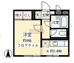 オーク・イースト 1Kの間取図画像