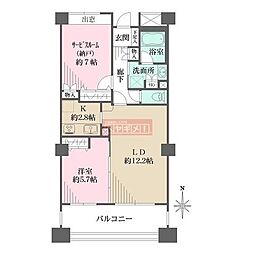 アボリアスコート笹塚ウェスト 1SLDKの間取図画像