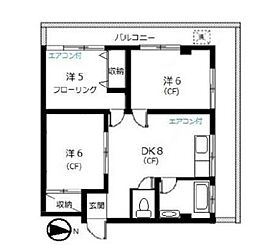 マンションフェニックス 3DKの間取図画像
