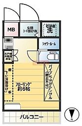 スカイコート下高井戸 1Kの間取図画像