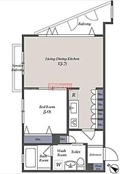 ドゥーエ代々木 1LDKの間取図画像