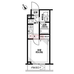 プレール・ドゥーク上池袋 1Kの間取図画像