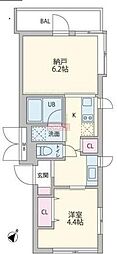 クーカイ・テラス代田橋 2Kの間取図画像