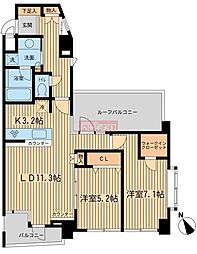 THEPALMSヨヨギウエハラバートテラス 2LDKの間取図画像