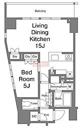サンウッド広尾 1LDKの間取図画像