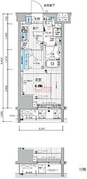 メインステージ三田アーバンスクエア 1Kの間取図画像