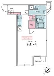 レジディア目黒2 ワンルームの間取図画像