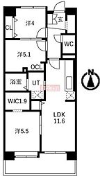 アクティ目黒駅前1号棟 3LDKの間取図画像