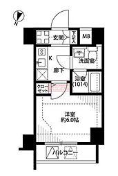 プレール・ドゥーク渋谷幡ヶ谷 1Kの間取図画像