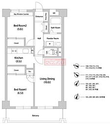 セレッソ幡ケ谷 2LDKの間取図画像