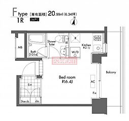 PRIMEURBAN初台 ワンルームの間取図画像
