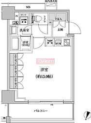パークハビオ渋谷本町レジデンス ワンルームの間取図画像