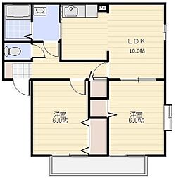 フェアリーウィステリア弐番館 1階2LDKの間取り