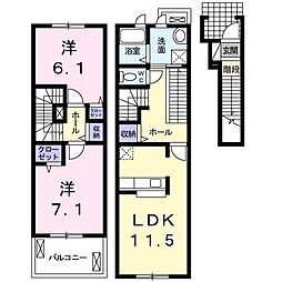 グラシオッソB 2LDKの間取図画像
