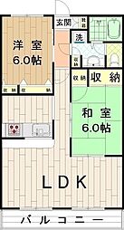 リバーヒルマンション 2LDKの間取図画像