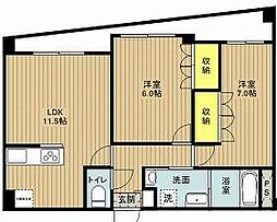 サニー松江 2LDKの間取図画像