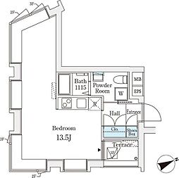 コージーコート四谷坂町 2階ワンルームの間取り