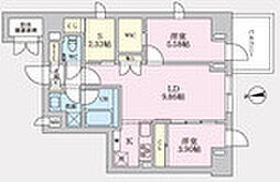 タスキプライムテラス後楽園 3階2SLDKの間取り