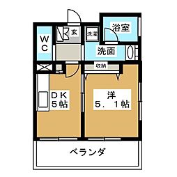 パークキューブ市ヶ谷 9階1DKの間取り