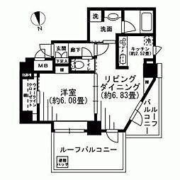 グランステューディオ市ヶ谷薬王寺壱番館 3階1LDKの間取り