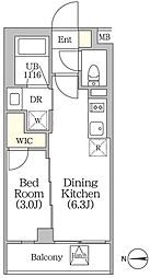 イプセ四谷テラス 4階1DKの間取り
