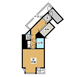 ＴＨＥ　ＦＲＥＥＤ 8階1Kの間取り