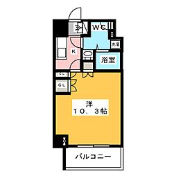 パークキューブ四谷三丁目 10階1Kの間取り