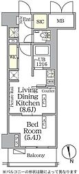 ザ・パークハビオ神楽坂レジデンスSouth 1LDKの間取図画像
