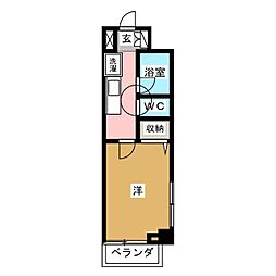 プライムアーバン飯田橋 1Kの間取図画像