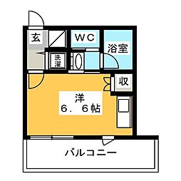 レジディアイチガヤ ワンルームの間取図画像