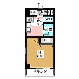 プラシード早稲田 1Kの間取図画像
