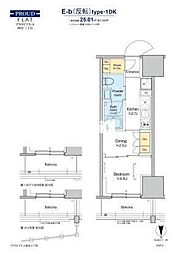 プラウドフラット四谷三丁目 1DKの間取図画像