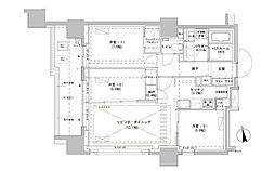 パークスフイア牛込神楽坂 3LDKの間取図画像