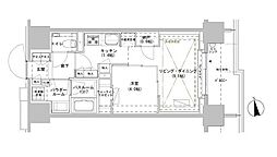 パークスフイア牛込神楽坂 1LDKの間取図画像
