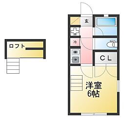 ワセダエノキハウス2 1Kの間取図画像