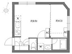新宿区新小川町マンション 1LDKの間取図画像