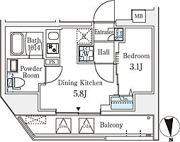 文京区湯島3丁目マンション 1DKの間取図画像