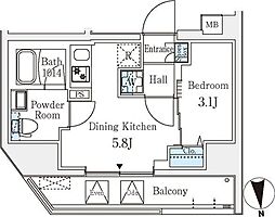 文京区湯島3丁目マンション 1DKの間取図画像