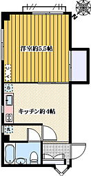 落合ハイツ 3階1Kの間取り