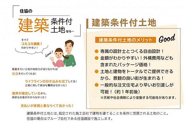 住協の建築条件付土地は、外構費用も含めたパッケージ価格ですから、金額がわかりやすいメリットがあります。