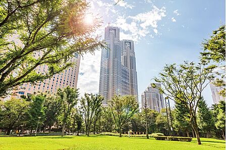 休日には緑に囲まれゆったりと過ごせる新宿中央公園が徒歩圏内にあります。